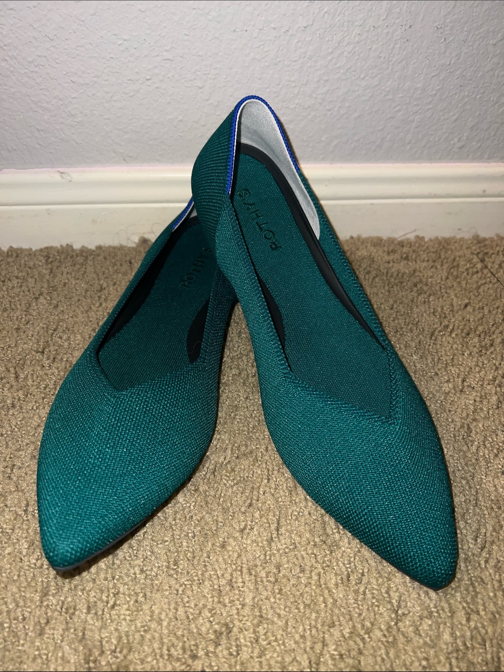 Rothy’s Pointed Toe Teal Knit Ballet Flat - size 10